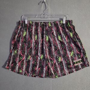 Vtg Gecko Hawaii Mens 4" Pink Stripe Mesh Lined Volley Shorts Size Large